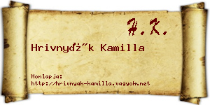 Hrivnyák Kamilla névjegykártya
